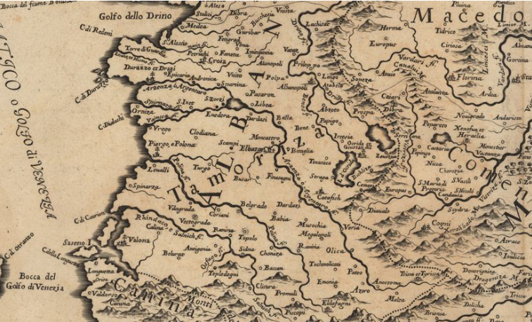 Harta e Kantelit (Giacomo Cantelli) e vitit 1687 (Burimi: shqip.info)