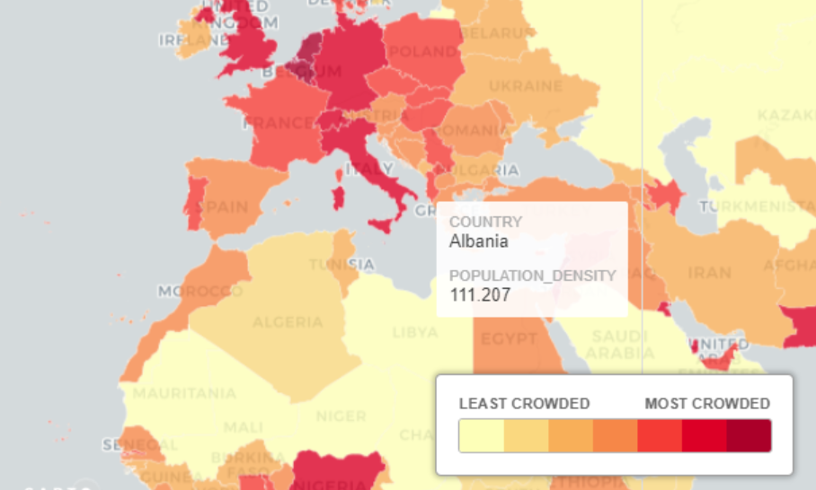 Shqipëria, mes vendeve europiane të mbipopulluara
